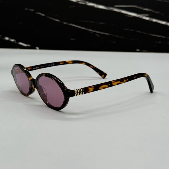 NEW MIU MIU MU04ZS VAU50D OVAL WOMEN MIU MIU SUNGLASSES HAVANA PINK MU04ZSF - Picture 6 of 12